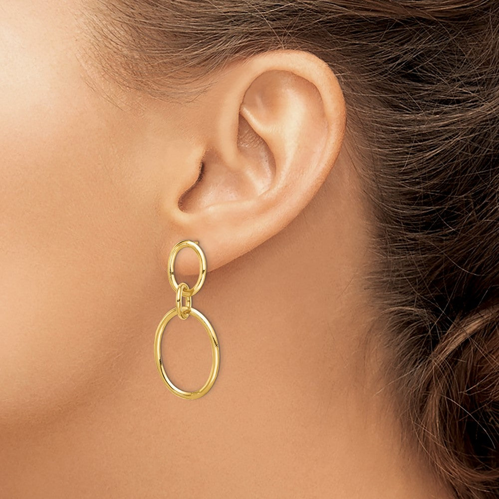 14K Polished Ovals Dangle Post Earrings