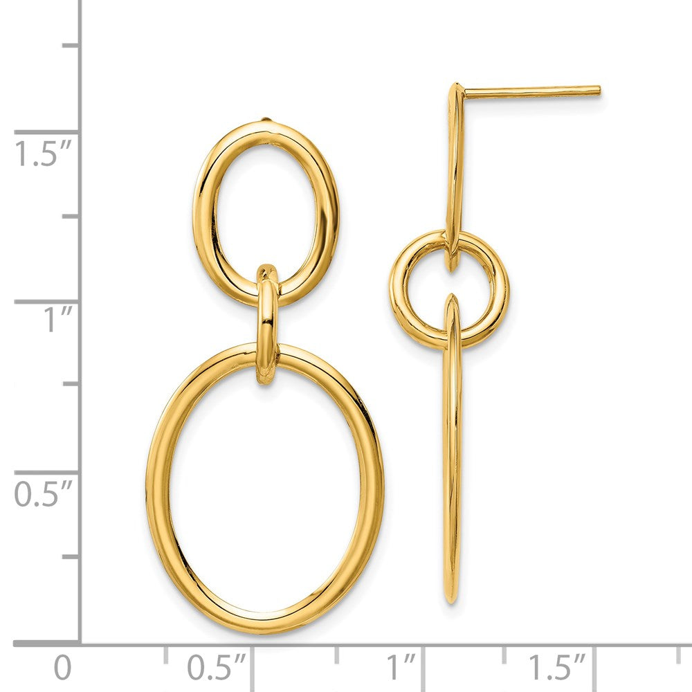 14K Polished Ovals Dangle Post Earrings