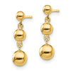 14k Graduated 3-Ball Dangle Post Earrings