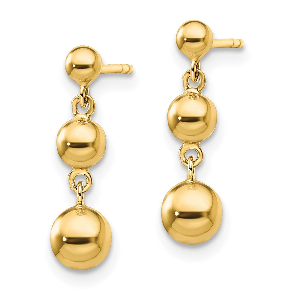 14k Graduated 3-Ball Dangle Post Earrings