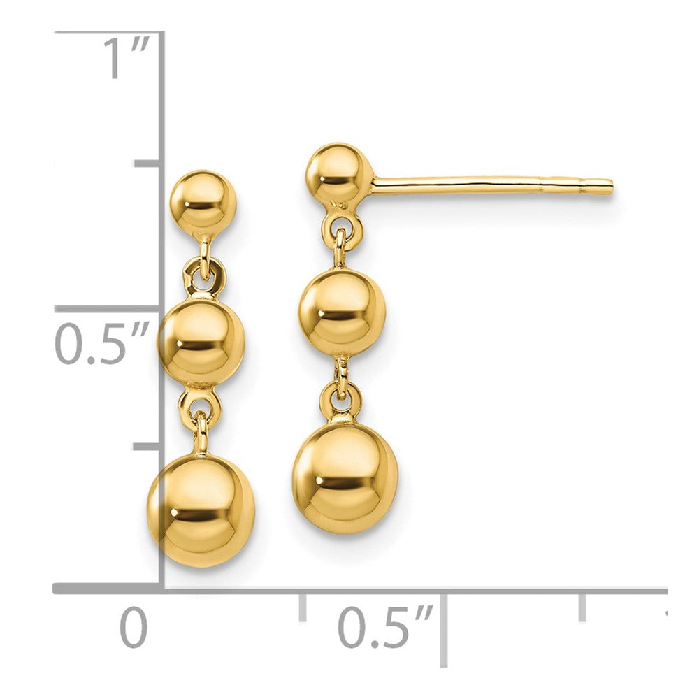 14k Graduated 3-Ball Dangle Post Earrings