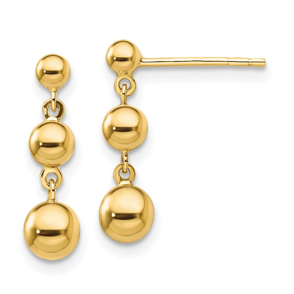14k Graduated 3-Ball Dangle Post Earrings
