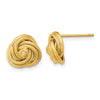 14K 10.5mm Polished Textured CZ Love Knot Post Earrings