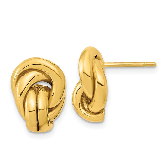 14k 15mm Polished Love Knot Hollow Post Earrings