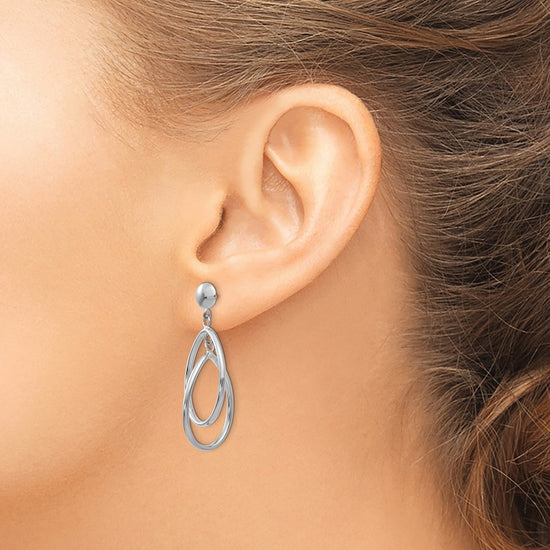 Gold Teardrop Dangle Shepard Hook Earrings