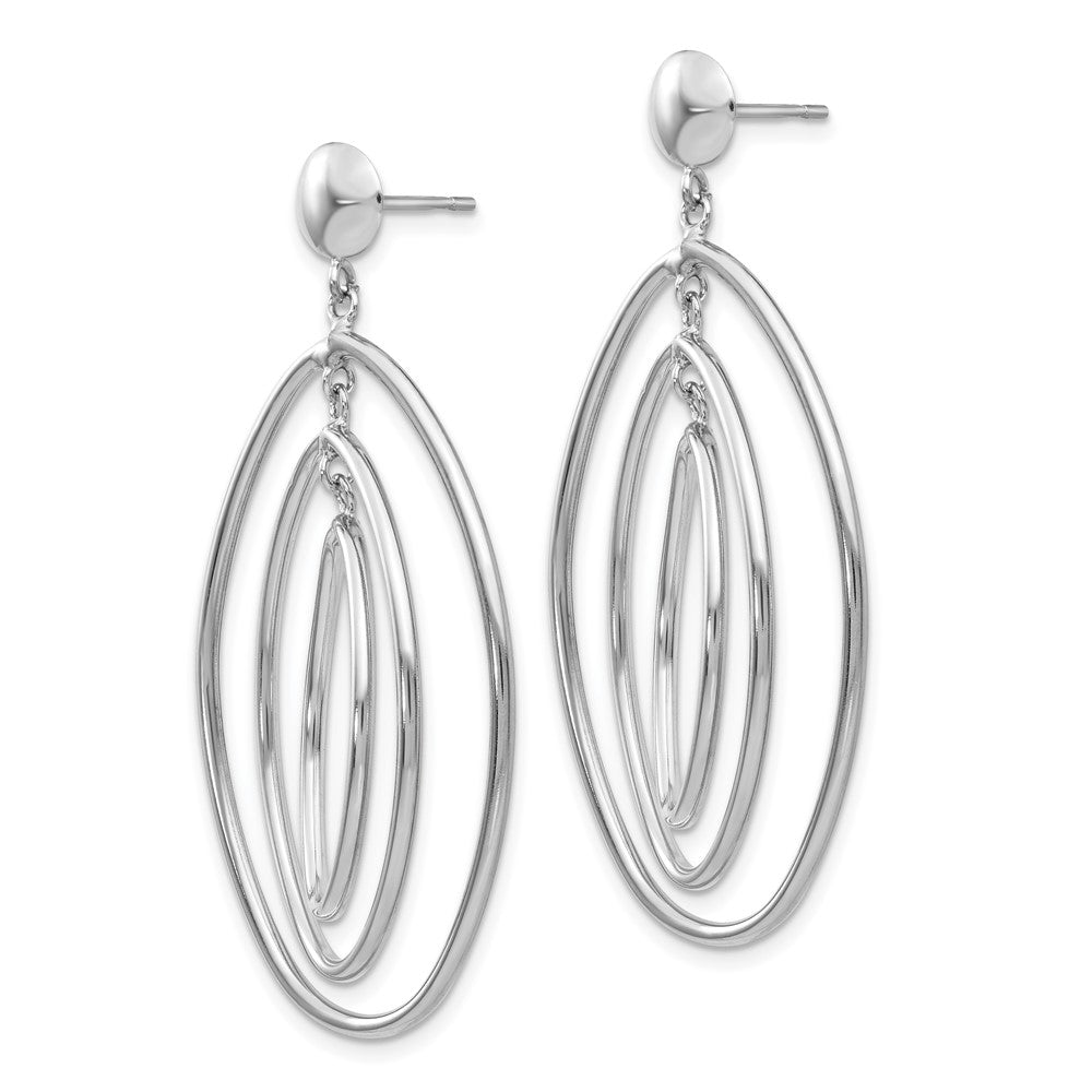 14k White Gold Graduated Ovals Dangle Post Earrings