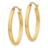 14k 3x29mm Oval Tube Hoop Earrings