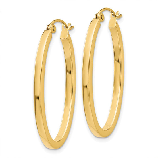 14k 2x30mm Polished Oval Tube Hoop Earrings