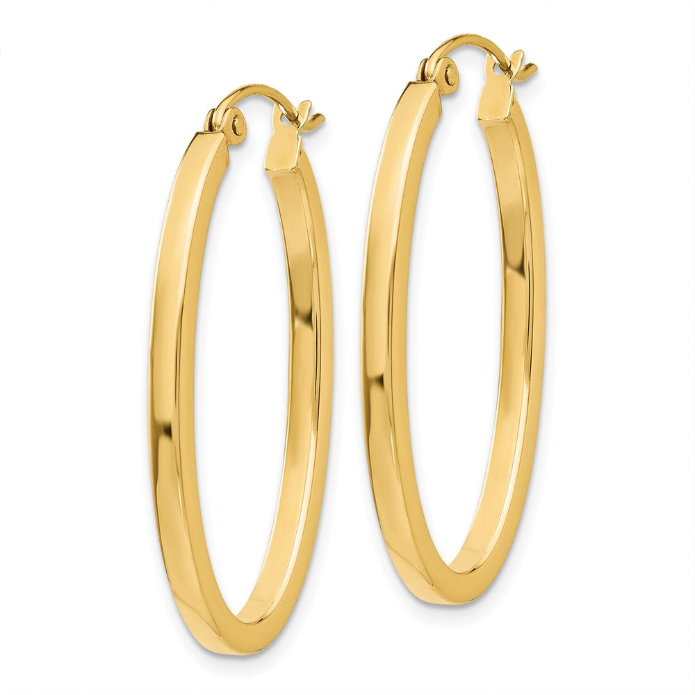 14k 2x30mm Polished Oval Tube Hoop Earrings