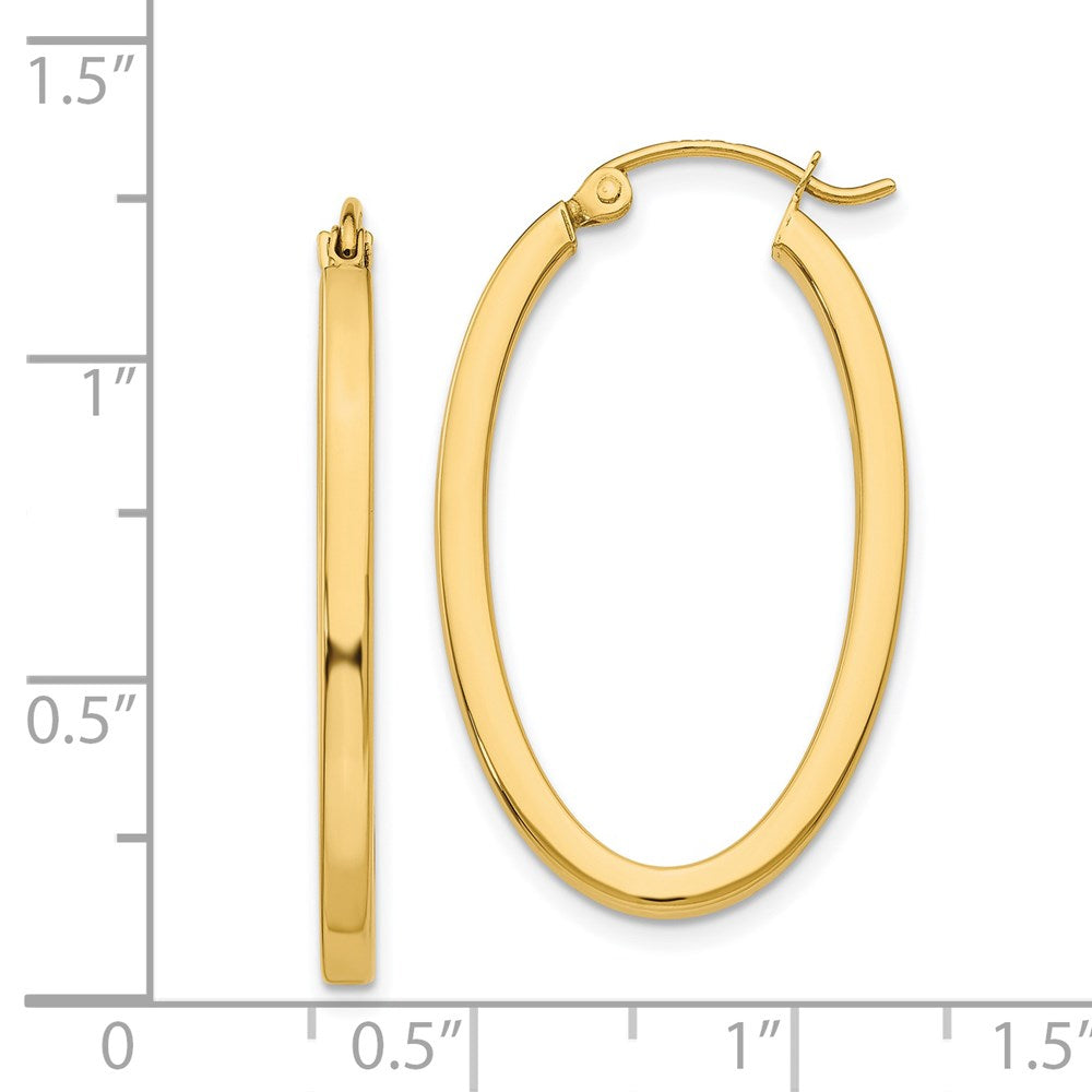 14k 2x30mm Polished Oval Tube Hoop Earrings