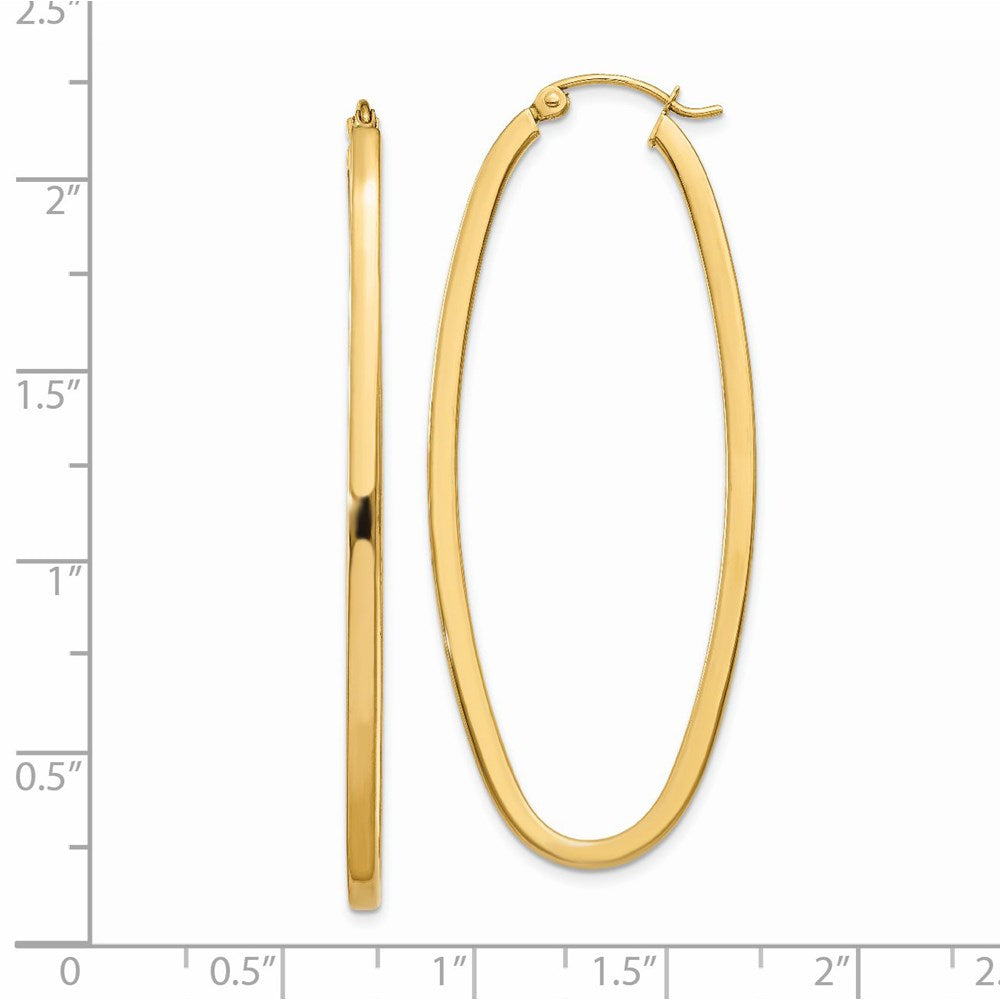 14k 2x53mm Large Oval Tube Hoop Earrings