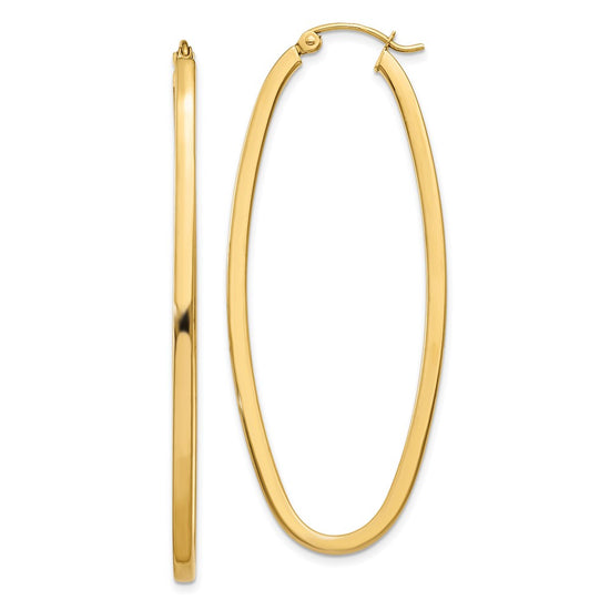 14k 2x53mm Large Oval Tube Hoop Earrings