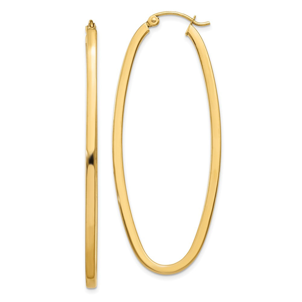 14k 2x53mm Large Oval Tube Hoop Earrings
