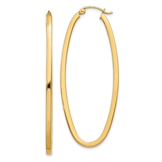 14k 2x53mm Large Oval Tube Hoop Earrings