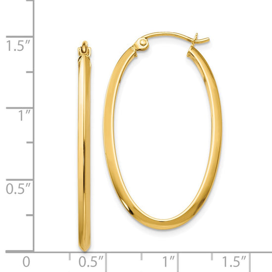 14k 2x35mm Oval Tube Hoop Earrings