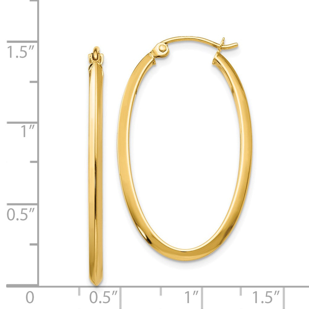 14k 2x35mm Oval Tube Hoop Earrings
