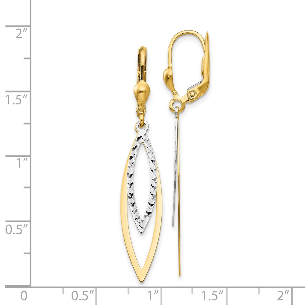 14k Two-tone Diamond-cut Dangle Leverback Earrings