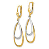 14k Two-tone Teardrop Dangle Leverback Earrings