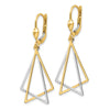 14k Two-tone Polished Triangles Drop Leverback Earrings