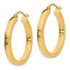 14k 2x25mm Polished Square Tube Hoop Earrings