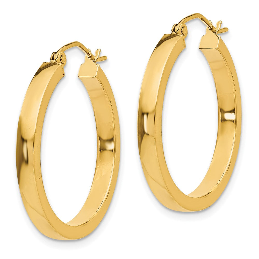 14k 2x25mm Polished Square Tube Hoop Earrings