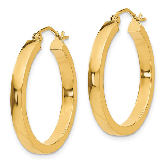 14k 2x25mm Polished Square Tube Hoop Earrings