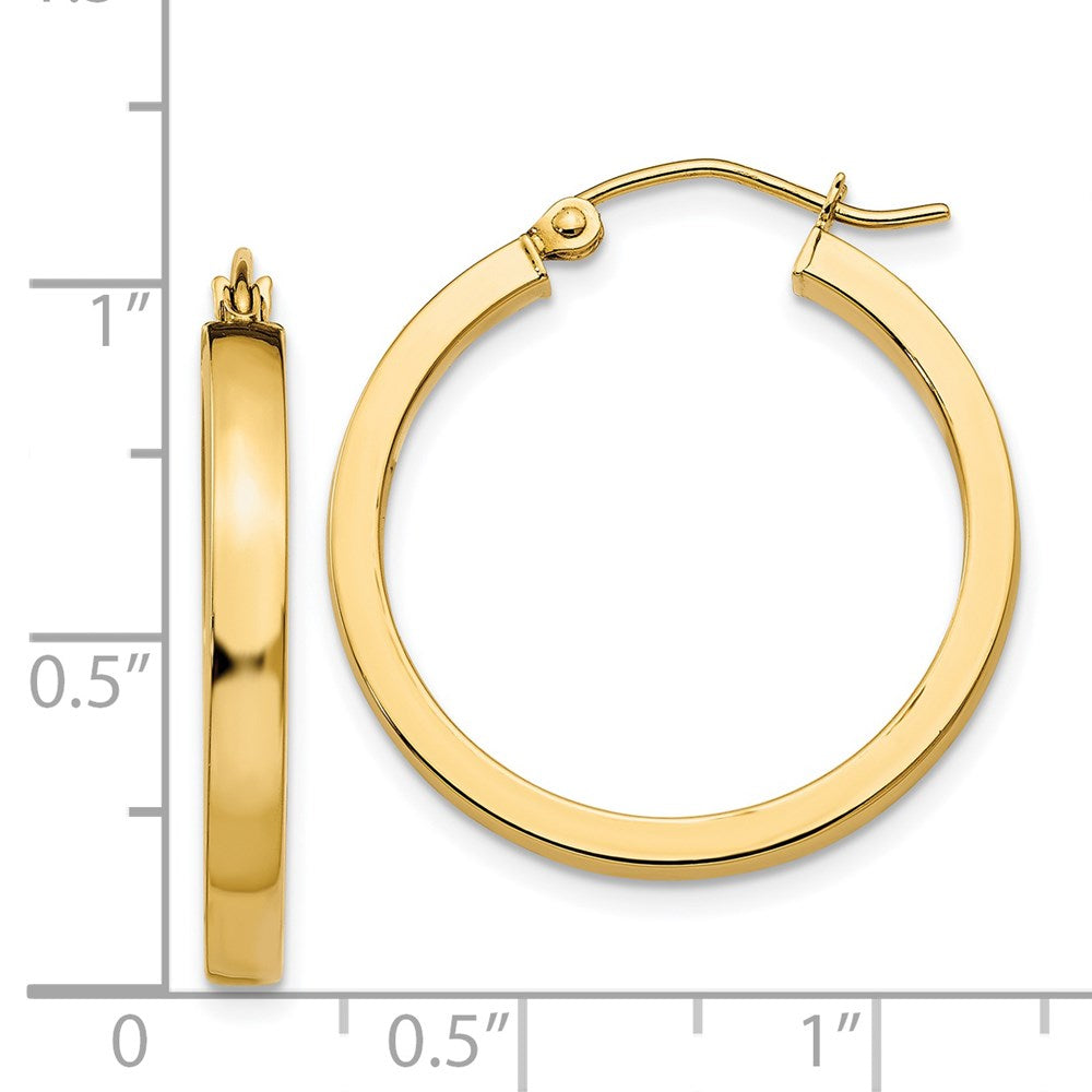 14k 2x25mm Polished Square Tube Hoop Earrings
