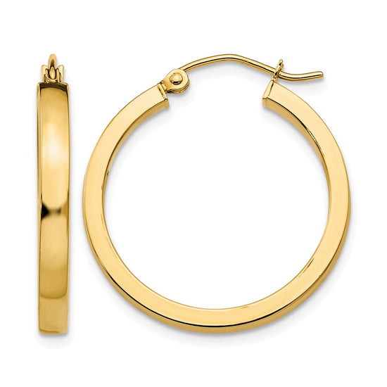 Gold Rectangle Tube Hoop Earrings