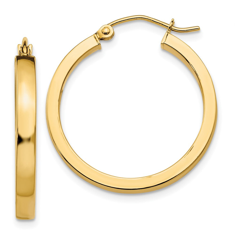 14k 2x25mm Polished Square Tube Hoop Earrings