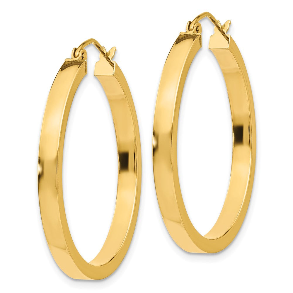 14k 2x30mm Polished Square Tube Hoop Earrings