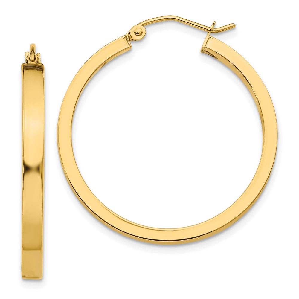 14k 2x30mm Polished Square Tube Hoop Earrings