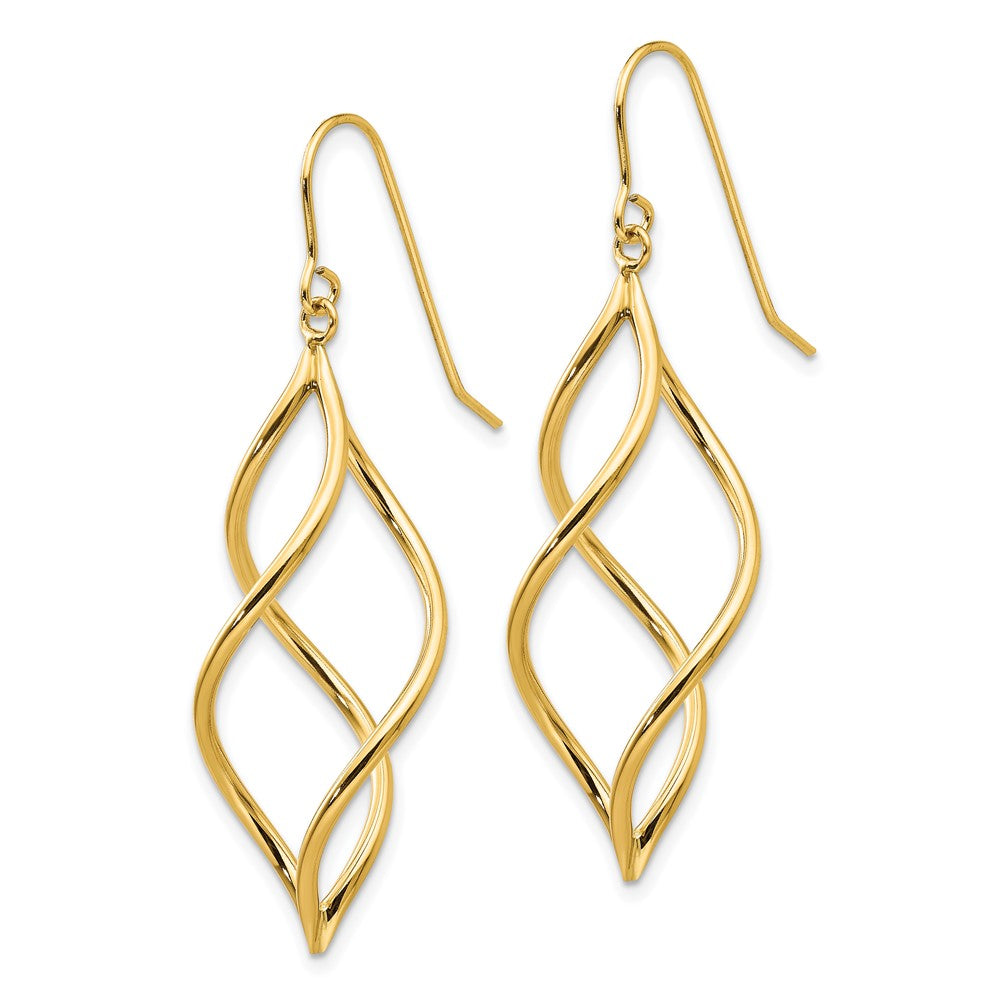 Gold Twisted Dangle Shepard Hook Earrings