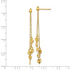 14K Diamond-cut Hearts and Chain Dangle Post Earrings