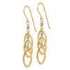 14k Two-tone Ovals and Mirror Beads Dangle French Hook Earrings