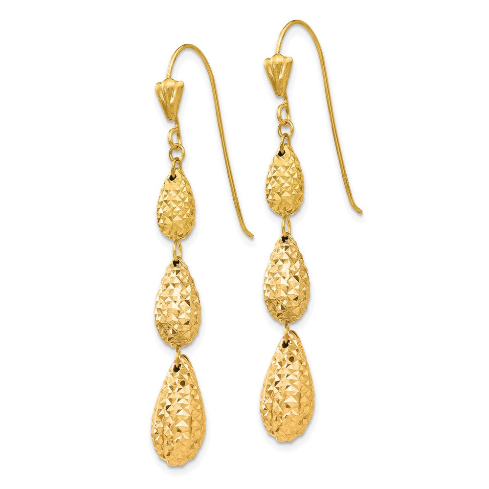Gold Diamond-cut Teardrop Shepard Hook Earrings