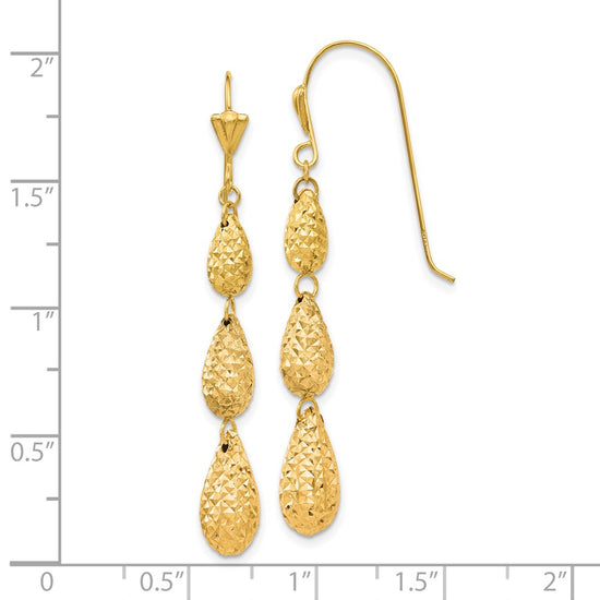 Gold Diamond-cut Teardrop Shepard Hook Earrings