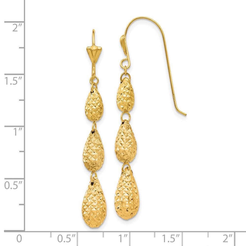 Gold Diamond-cut Teardrop Shepard Hook Earrings