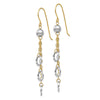 14k Two-tone Circle and Chain Dangle French Hook Earrings