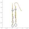 14k Two-tone Circle and Chain Dangle French Hook Earrings