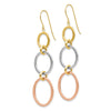 14k Tri-color Triple Graduated Circle Dangle French Hook Earrings