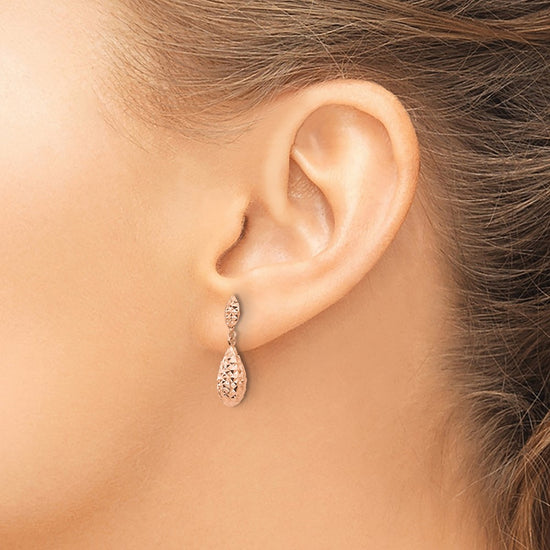 Gold Diamond-cut Teardrop Post Earrings