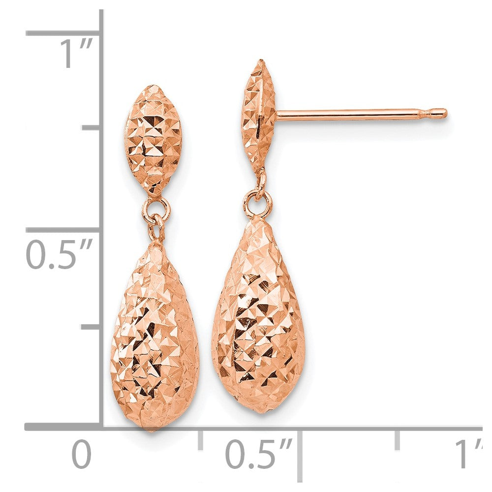 Gold Diamond-cut Teardrop Post Earrings