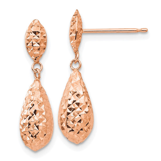 Gold Diamond-cut Teardrop Post Earrings