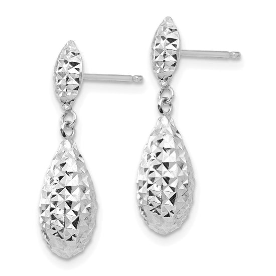 Gold Diamond-cut Teardrop Post Earrings