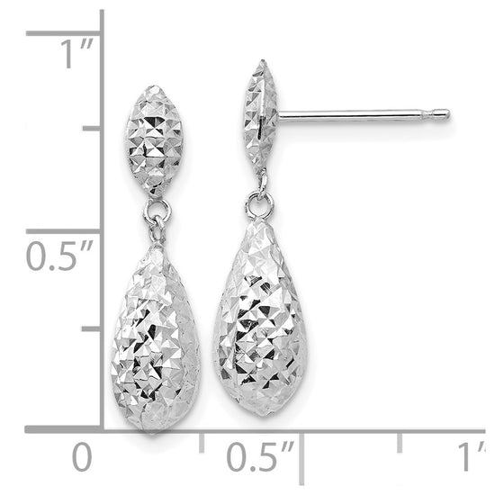 Gold Diamond-cut Teardrop Post Earrings