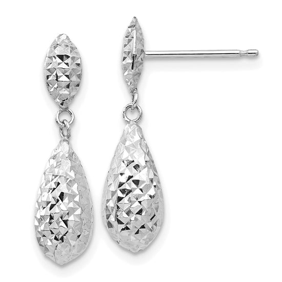 Gold Diamond-cut Teardrop Post Earrings