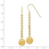 14k Diamond-cut 10mm Hollow Bead and Chain Dangle French Hook Earrings