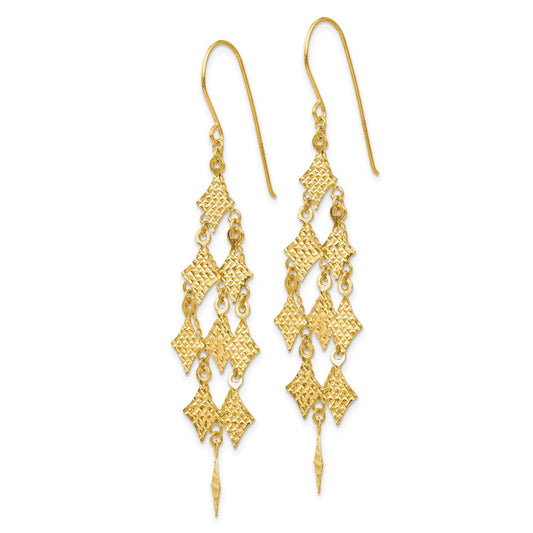14k Diamond-cut Chandelier Dangle French Hook Earrings