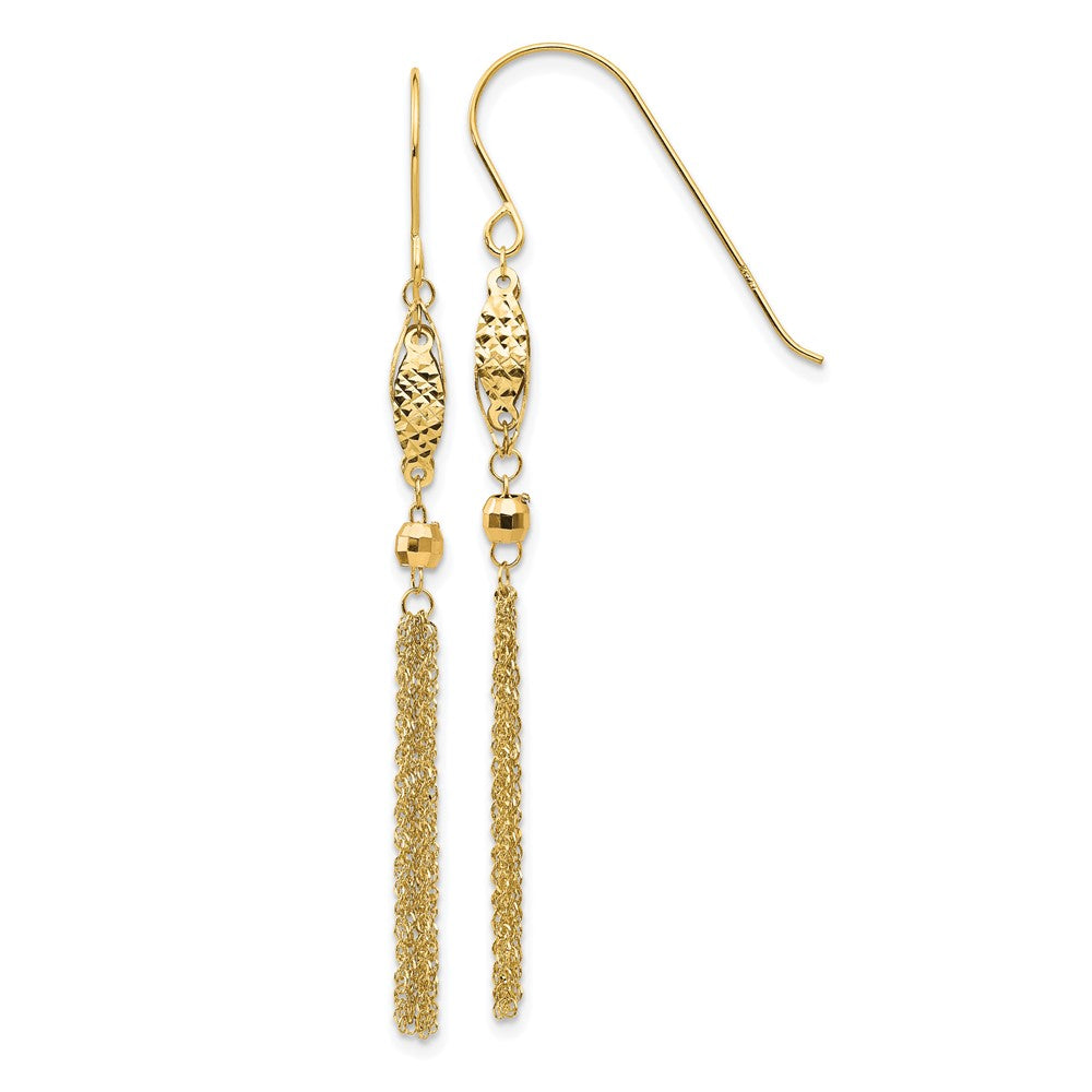 Gold Beaded Chain Shepard Hook Earrings