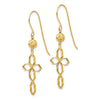 14k Geometric Cross Dangle French Hook Earrings